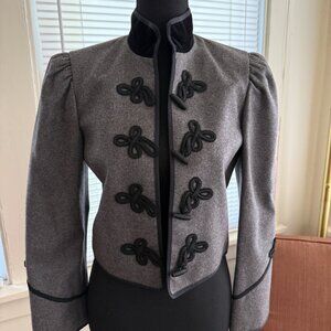 puff sleeve laurel (france) gray wool party holiday cropped jacket